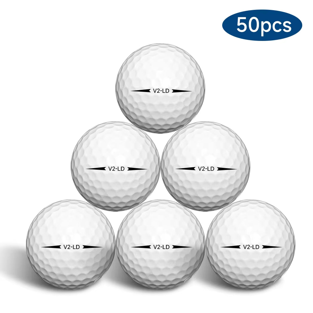 50Pcs 2-Layer Golf Balls - 332 Dimple, Max Distance, Spin Control, Durable, Precision - for Golf Training & Play
