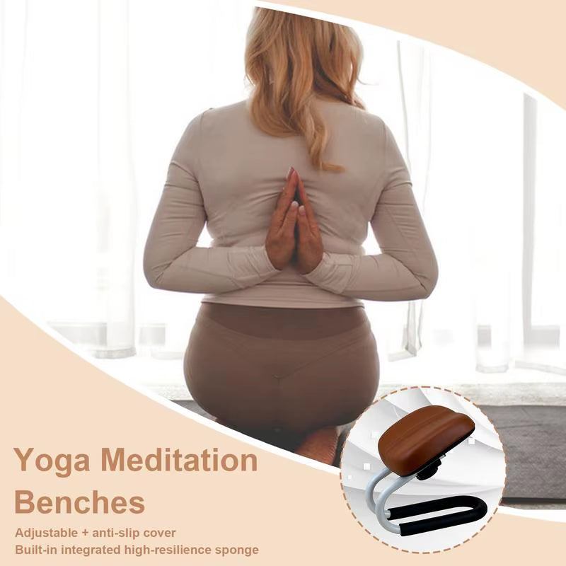 Adjustable Height Metal PU Meditation Stool Non-Slip Leg Sleeve Adjustable Height Ergonomic Meditation Yoga Stool Home Supplies