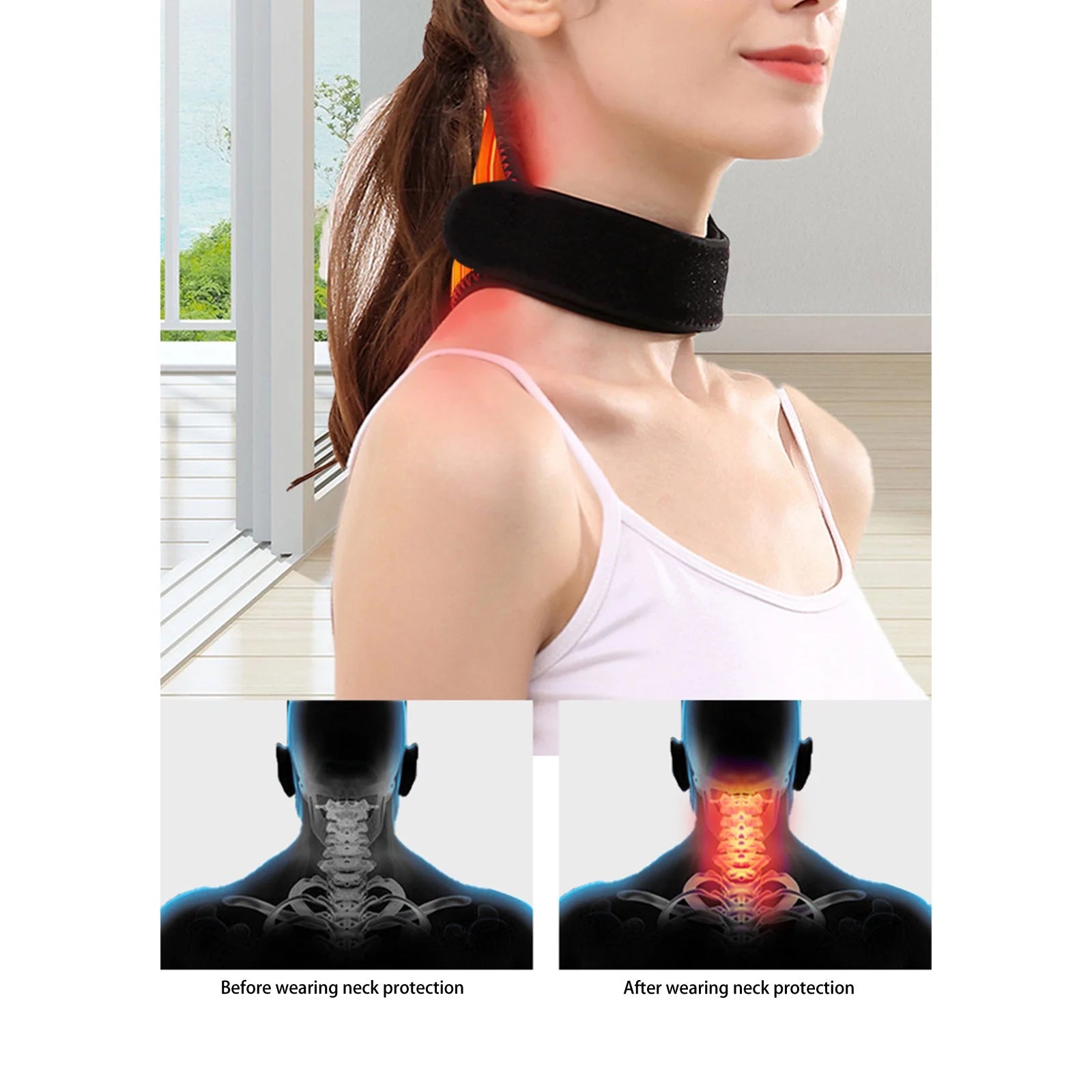 Usb Neck Heating Pad with Vibration Heated Neck Wrap, Neck Massage Heat Pad Thermal with Heating and Vibration Functions, 5 Heat and Vibration Level