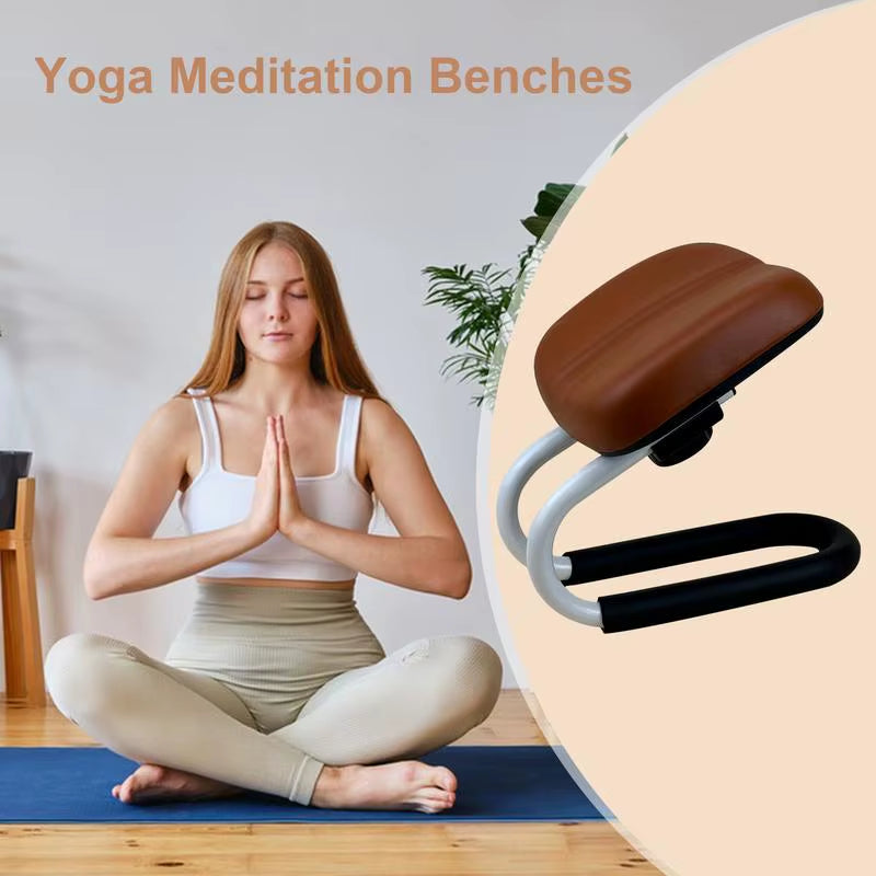 Adjustable Height Metal PU Meditation Stool Non-Slip Leg Sleeve Adjustable Height Ergonomic Meditation Yoga Stool Home Supplies