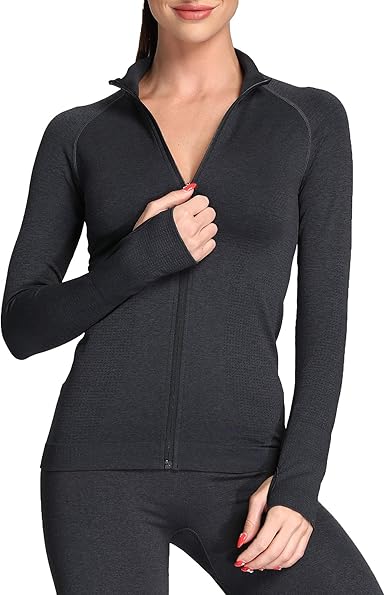 Women’s Seamless Long Sleeve Athletic Top – Moisture-Wicking Compression Shirt for Fall Running, Yoga & Gym