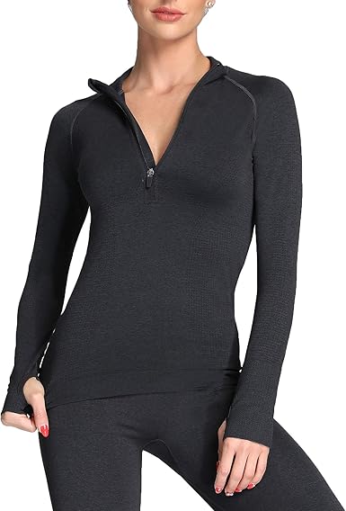 Women’s Seamless Long Sleeve Athletic Top – Moisture-Wicking Compression Shirt for Fall Running, Yoga & Gym