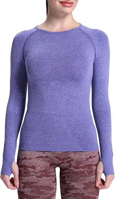 Women’s Seamless Long Sleeve Athletic Top – Moisture-Wicking Compression Shirt for Fall Running, Yoga & Gym
