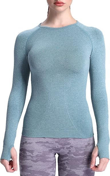 Women’s Seamless Long Sleeve Athletic Top – Moisture-Wicking Compression Shirt for Fall Running, Yoga & Gym