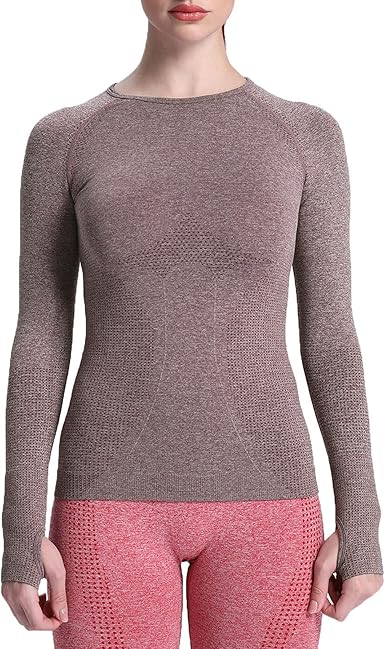 Women’s Seamless Long Sleeve Athletic Top – Moisture-Wicking Compression Shirt for Fall Running, Yoga & Gym