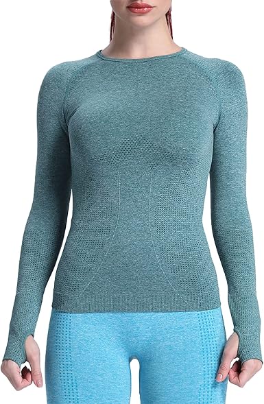 Women’s Seamless Long Sleeve Athletic Top – Moisture-Wicking Compression Shirt for Fall Running, Yoga & Gym