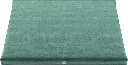 Velvet Zabuton Meditation Mat - Luxurious Meditation Cushion Pillow with 100% Cotton Filling - Enjoy Better Posture and Greater Comfort for Zafu or Bench (Emerald Green)