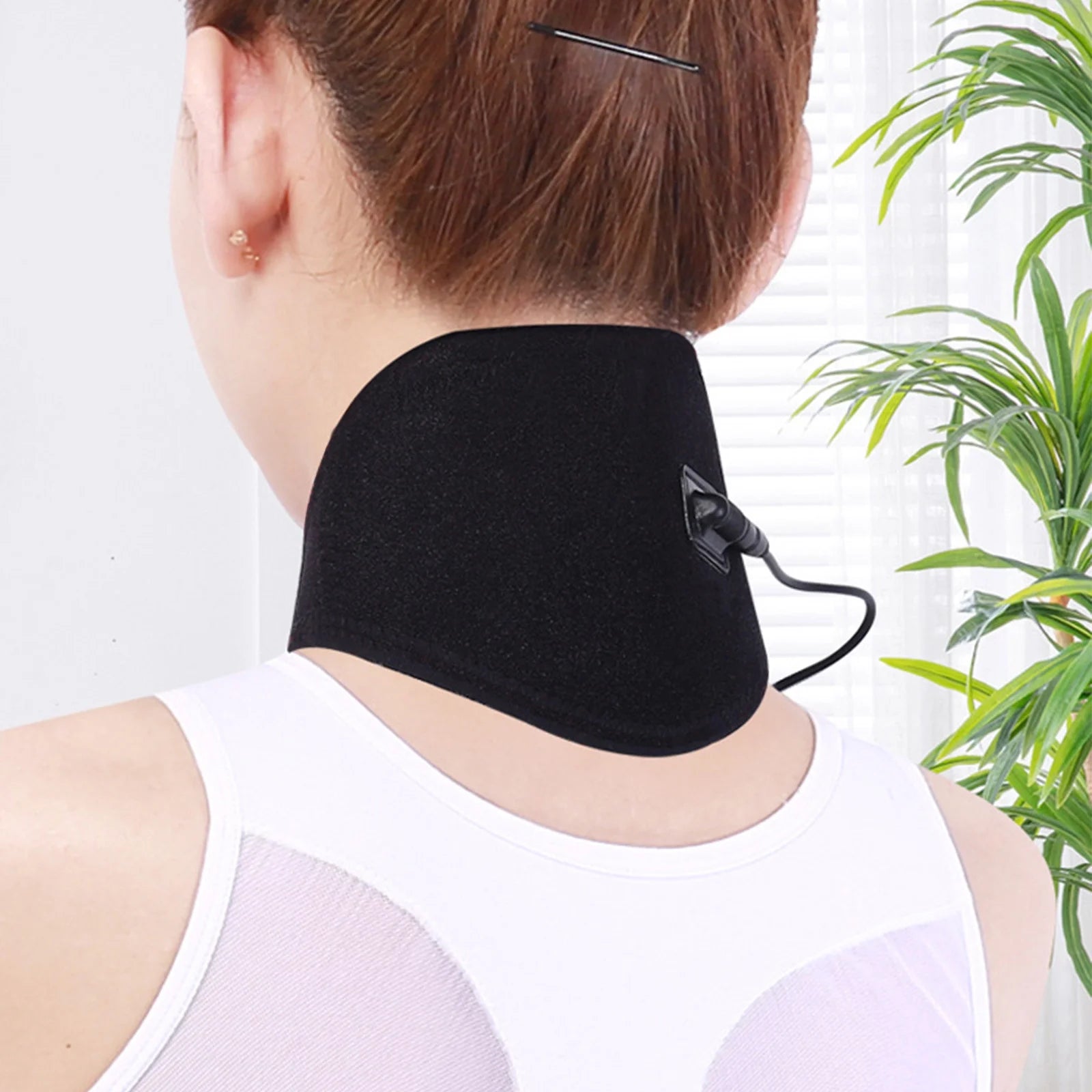 Usb Neck Heating Pad with Vibration Heated Neck Wrap, Neck Massage Heat Pad Thermal with Heating and Vibration Functions, 5 Heat and Vibration Level