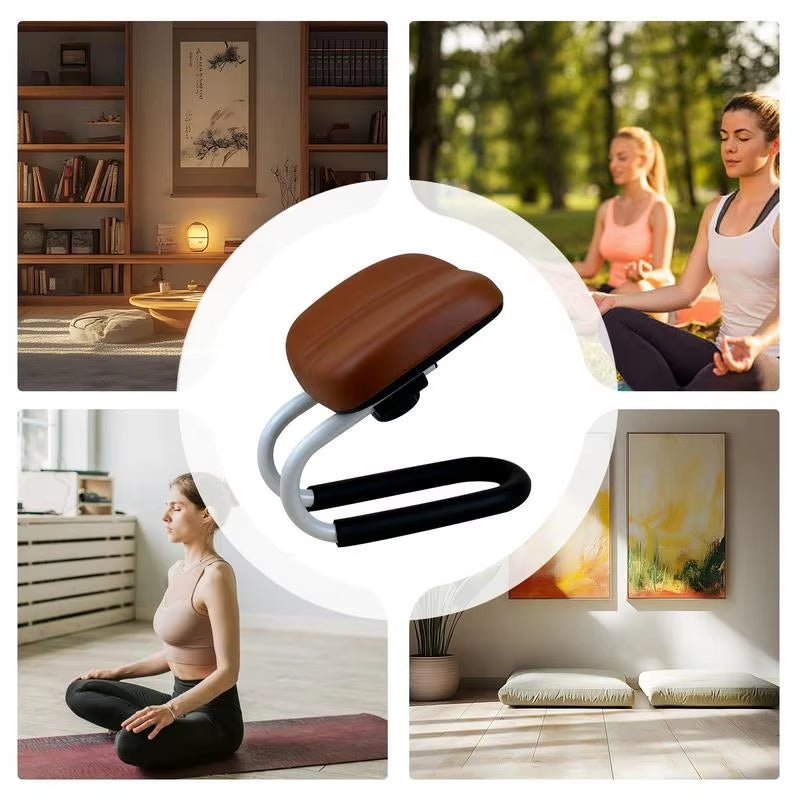 Adjustable Height Metal PU Meditation Stool Non-Slip Leg Sleeve Adjustable Height Ergonomic Meditation Yoga Stool Home Supplies