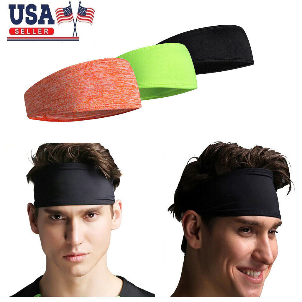 Men Hair Head Band Sweatband Headband Stretch Mens Wrap Elastic Sports Thin Gym